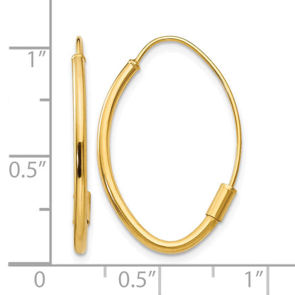 14k Polished Oval Dangle Wire Threader Earrings