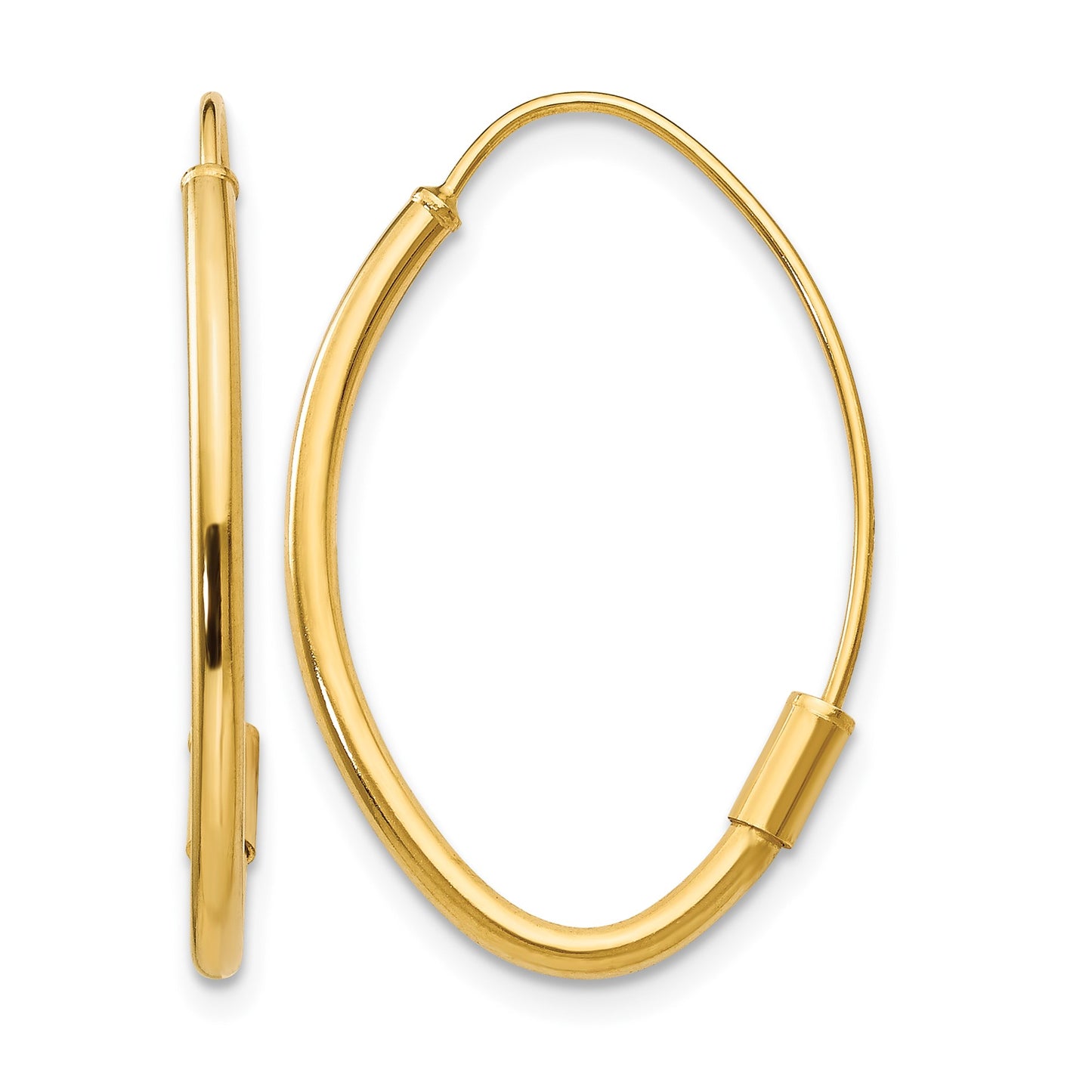 14k Polished Oval Dangle Wire Threader Earrings
