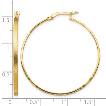 14k 2x40mm Brushed and Polished Tube Hoop Earrings