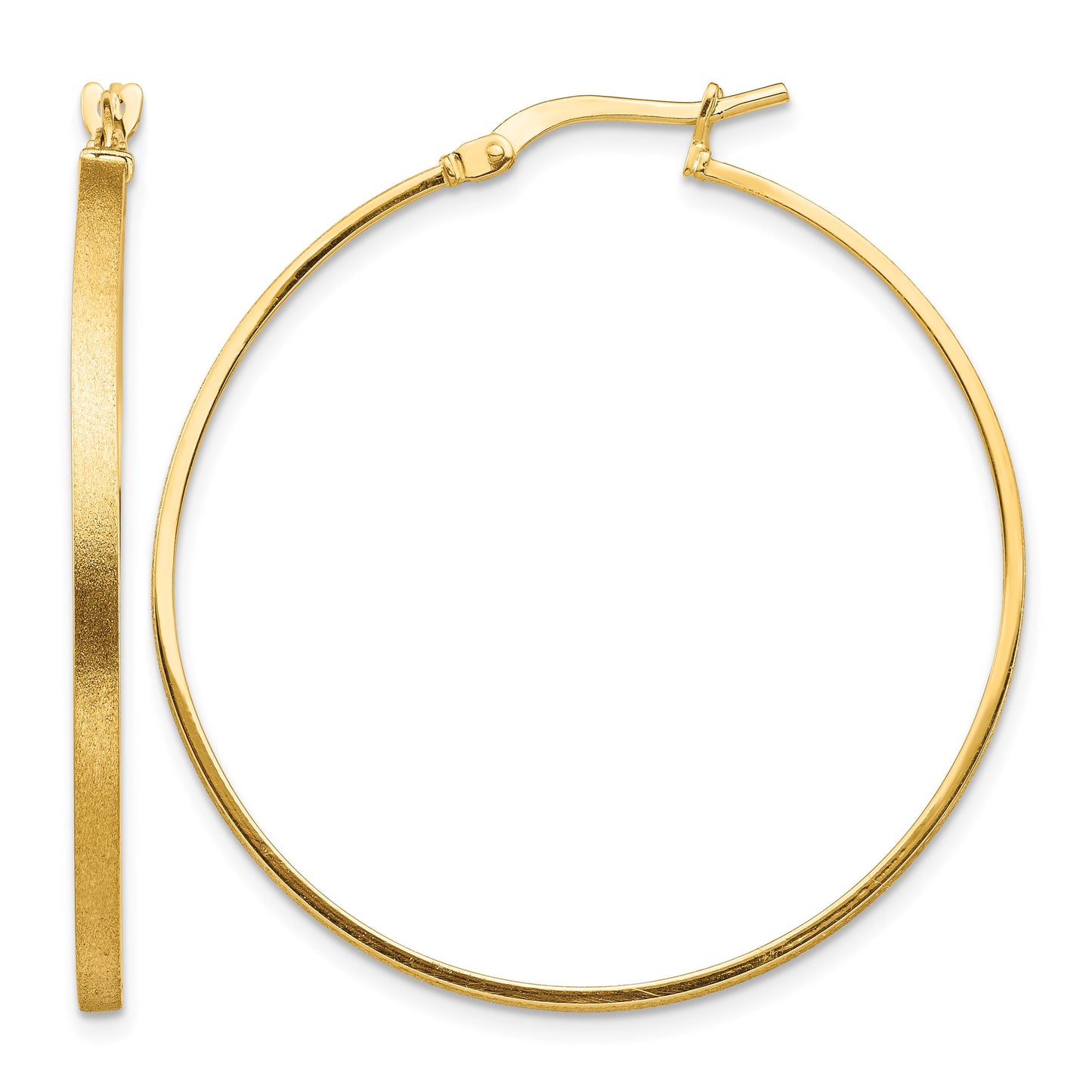 14k 2x40mm Brushed and Polished Tube Hoop Earrings