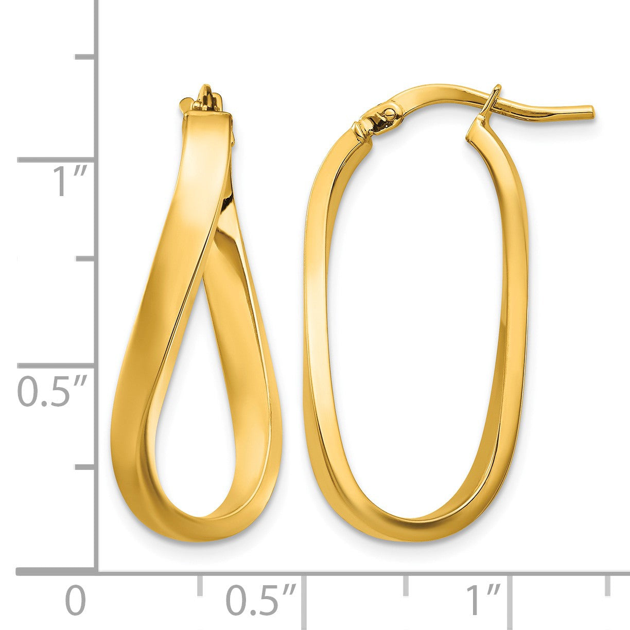 14k Polished 3mm Wavy Hoop Earrings