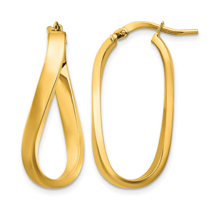 14k Polished 3mm Wavy Hoop Earrings