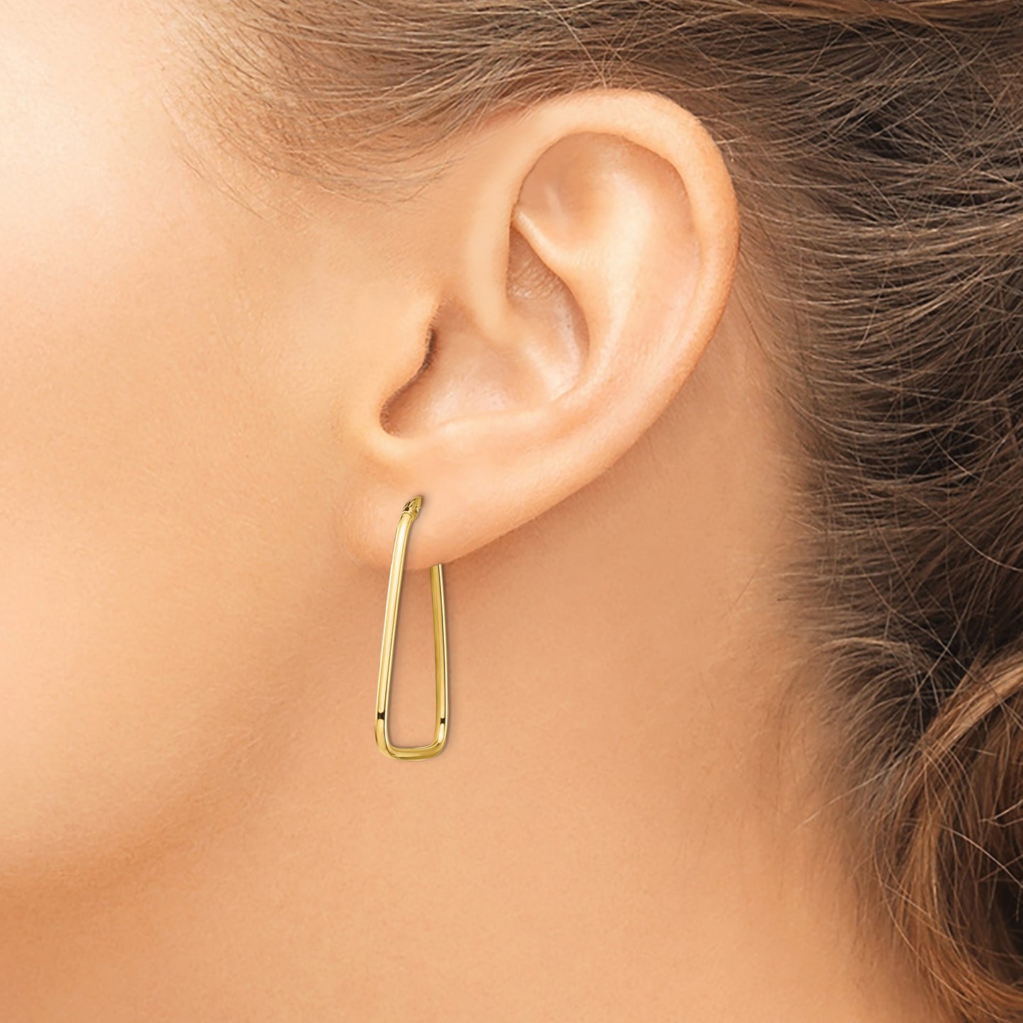 14k 1.5mm Polished Triangle Dangle Hoop Earrings