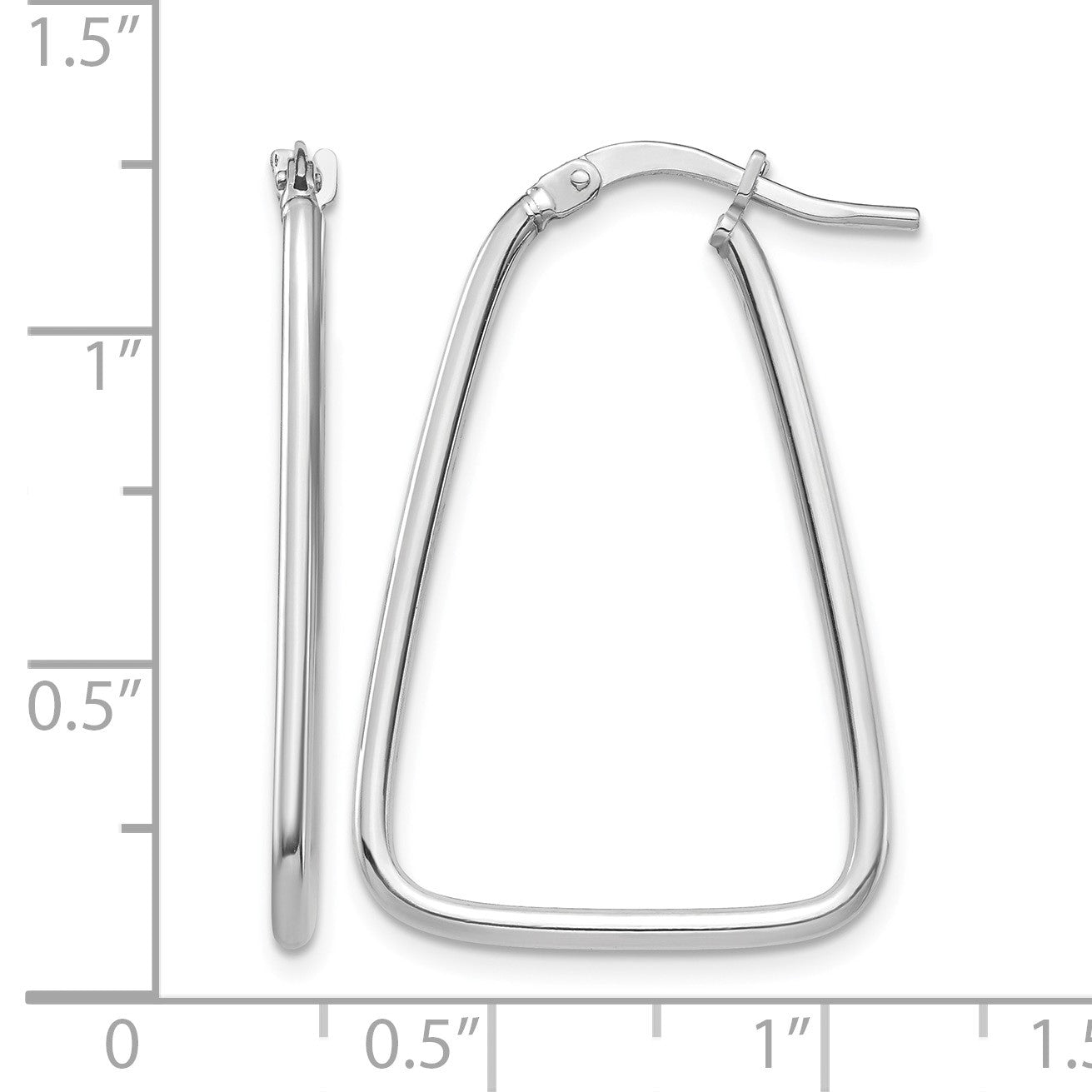 14k 1.5mm White Gold Polished Triangle Dangle Hoop Earrings