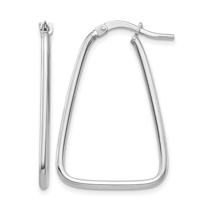 14k 1.5mm White Gold Polished Triangle Dangle Hoop Earrings