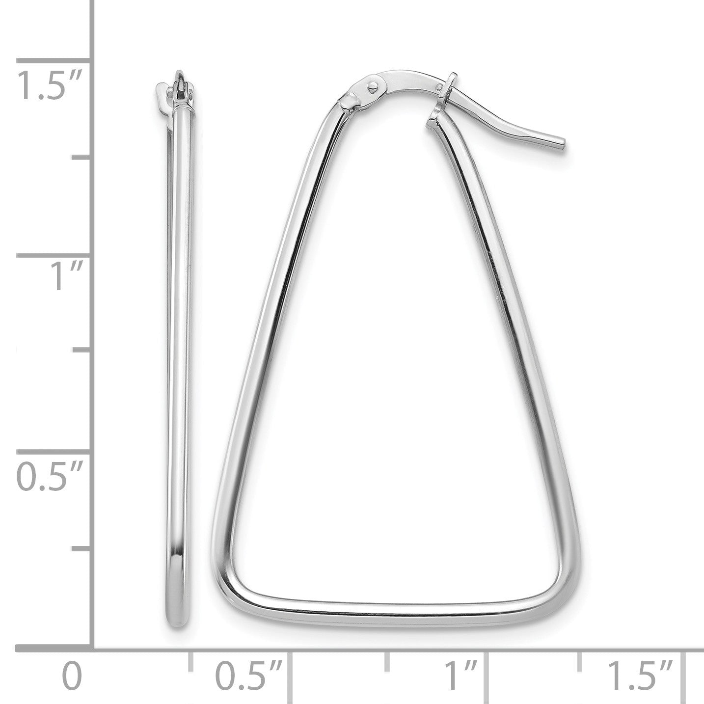14k 1.5mm White Gold Polished Triangle Dangle Hoop Earrings