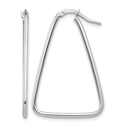 14k 1.5mm White Gold Polished Triangle Dangle Hoop Earrings