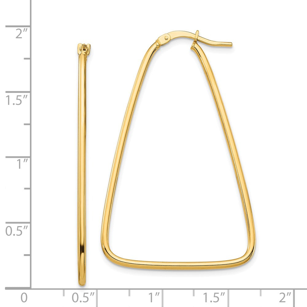 14k 1.5mm Polished Large Triangle Dangle Hoop Earrings