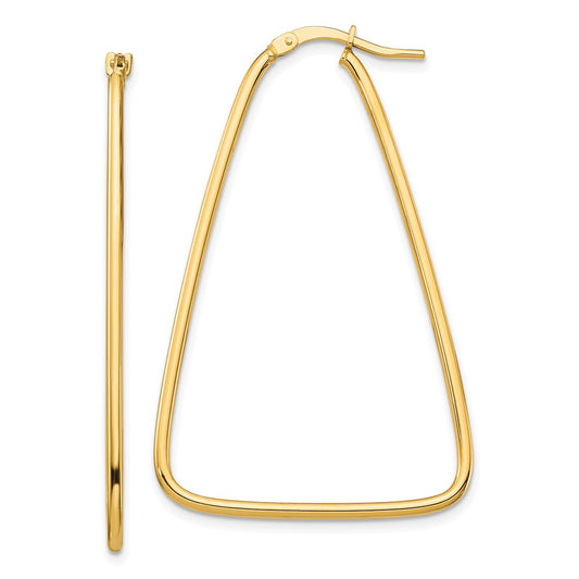 14k 1.5mm Polished Large Triangle Dangle Hoop Earrings