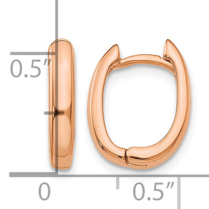 14k Rose Gold Oval Hinged Hoop Earrings