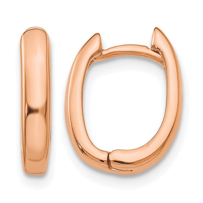 14k Rose Gold Oval Hinged Hoop Earrings