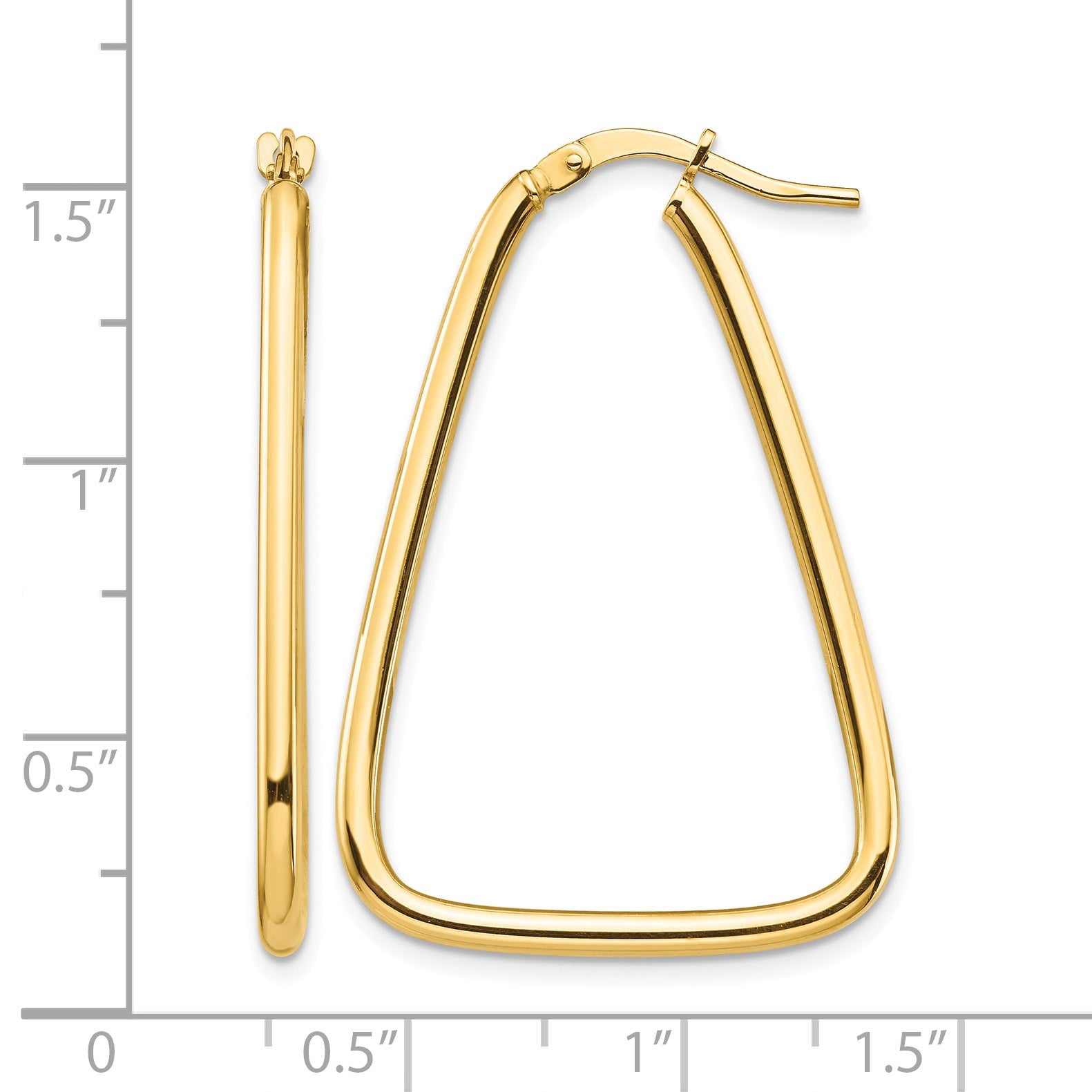 14k 2mm Polished Triangle Hoop Earrings