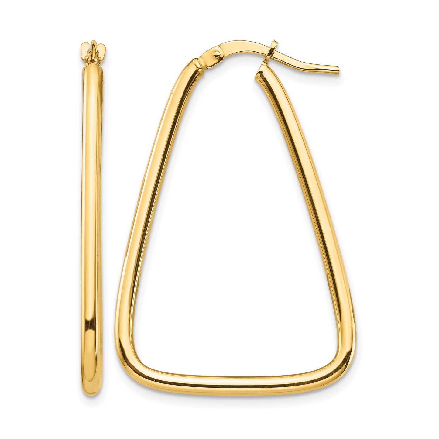 14k 2mm Polished Triangle Hoop Earrings
