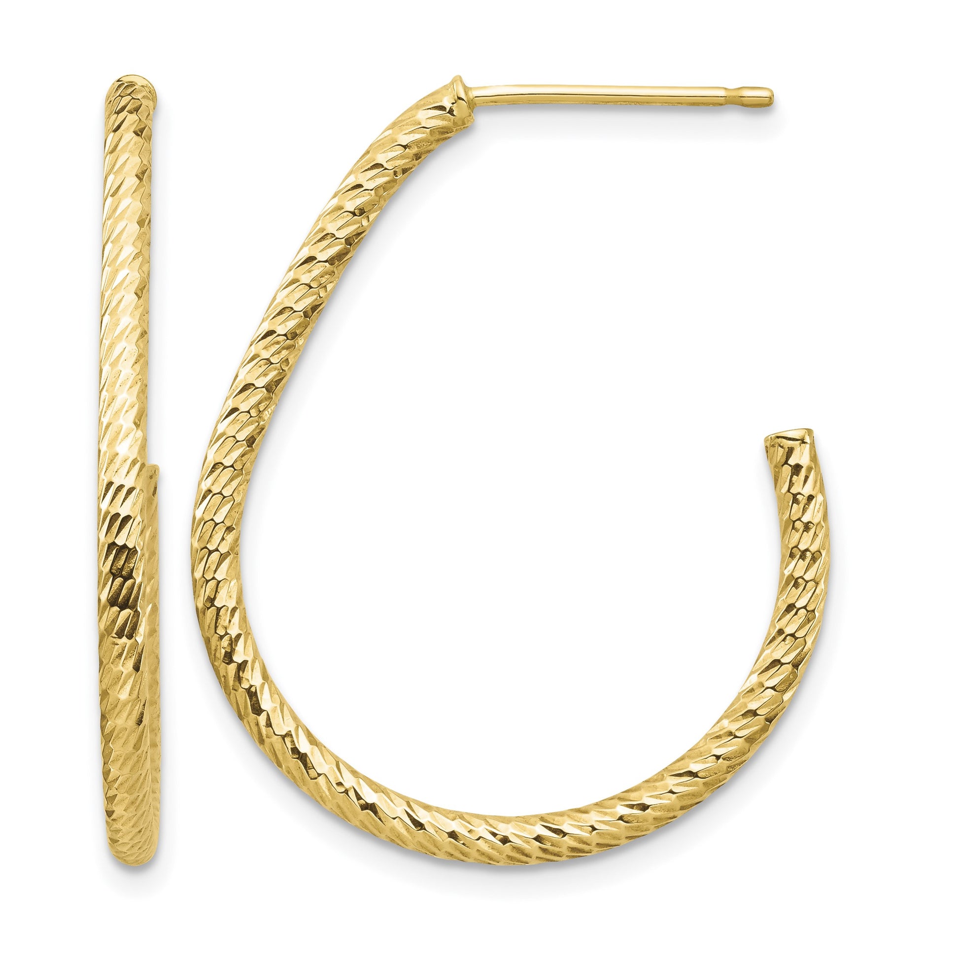14k Polished Diamond-cut Post Dangle Earrings