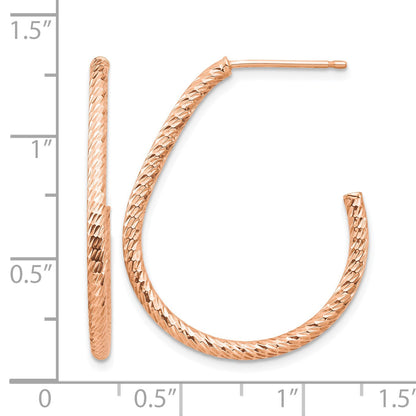 14k Rose Gold Polished Diamond-cut Post Dangle Earrings