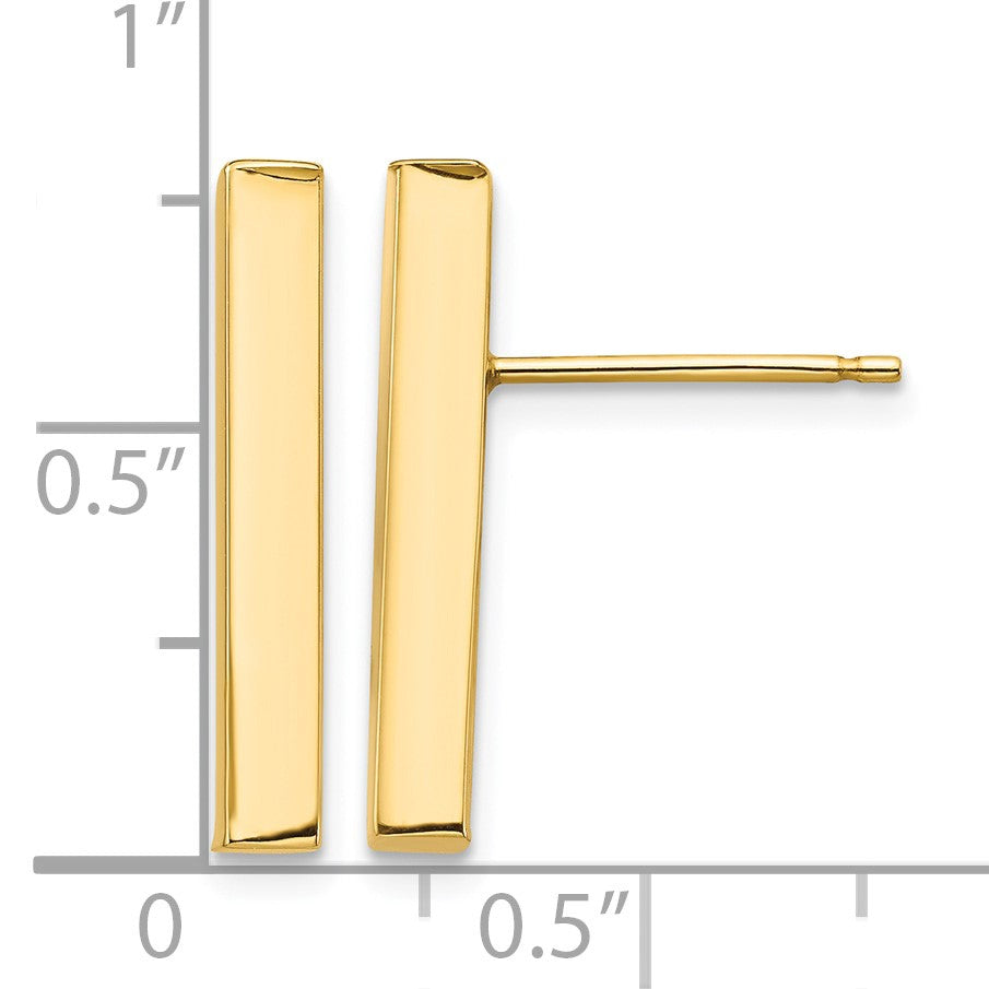 14k Polished 3x20mm Bar Post Earrings