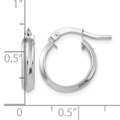14k White Gold 3x13mm Polished Knife-Edge Tube Hoop Earrings