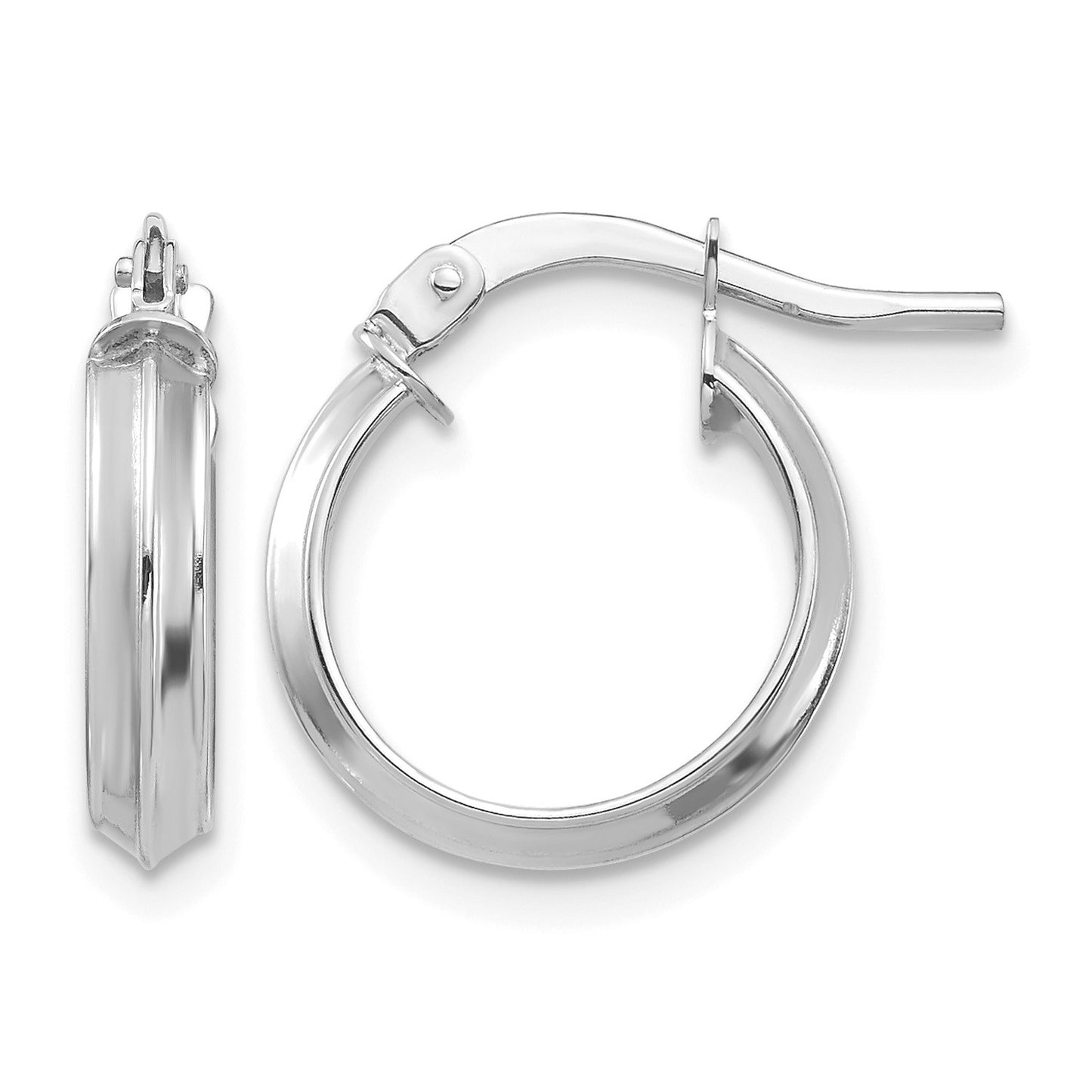 14k White Gold 3x13mm Polished Knife-Edge Tube Hoop Earrings