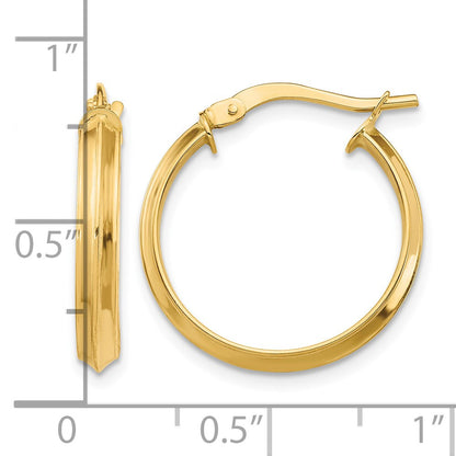 14k 3x19mm Polished Knife-Edge Tube Hoop Earrings