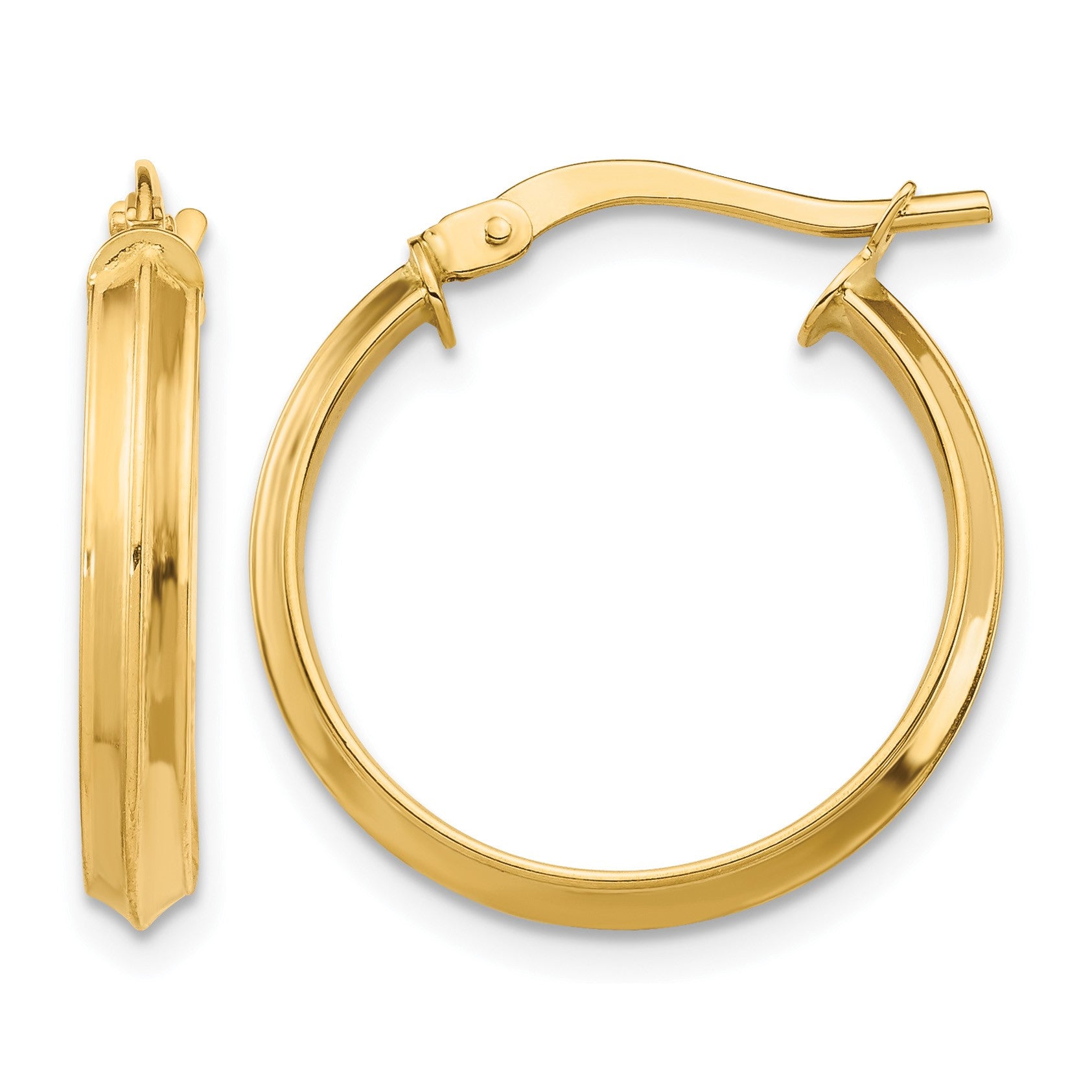 14k 3x19mm Polished Knife-Edge Tube Hoop Earrings