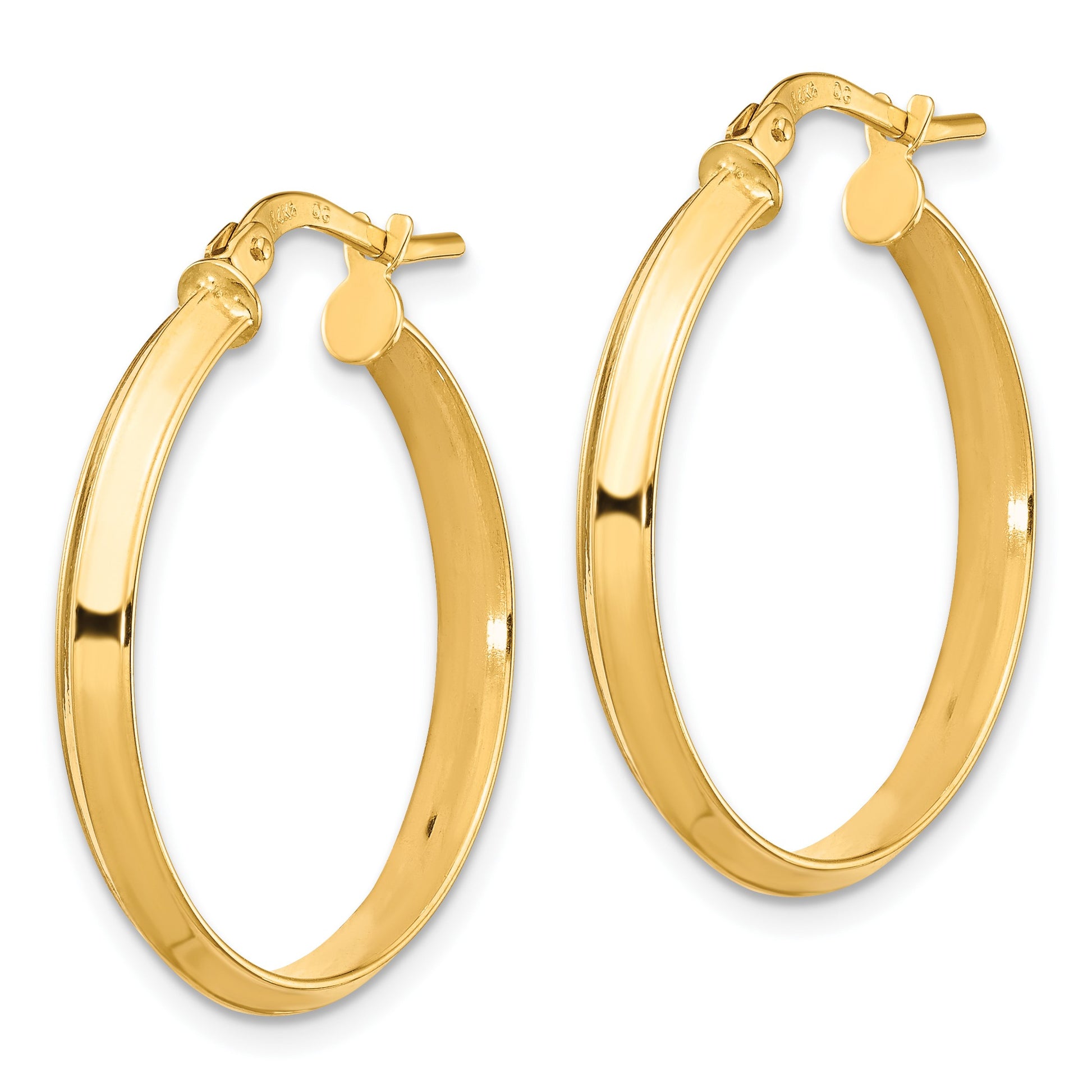 14k 3x24mm Polished Knife-Edge Tube Hoop Earrings