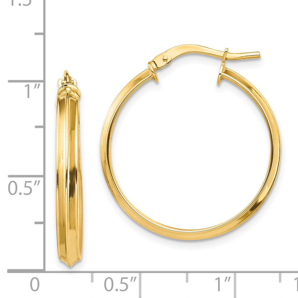 14k 3x24mm Polished Knife-Edge Tube Hoop Earrings