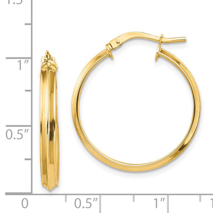14k 3x24mm Polished Knife-Edge Tube Hoop Earrings