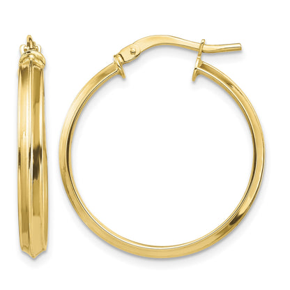 14k 3x24mm Polished Knife-Edge Tube Hoop Earrings