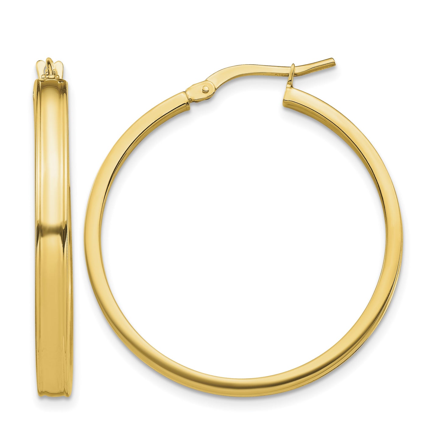 14k 3x32mm Polished Square Tube Hoop Earrings