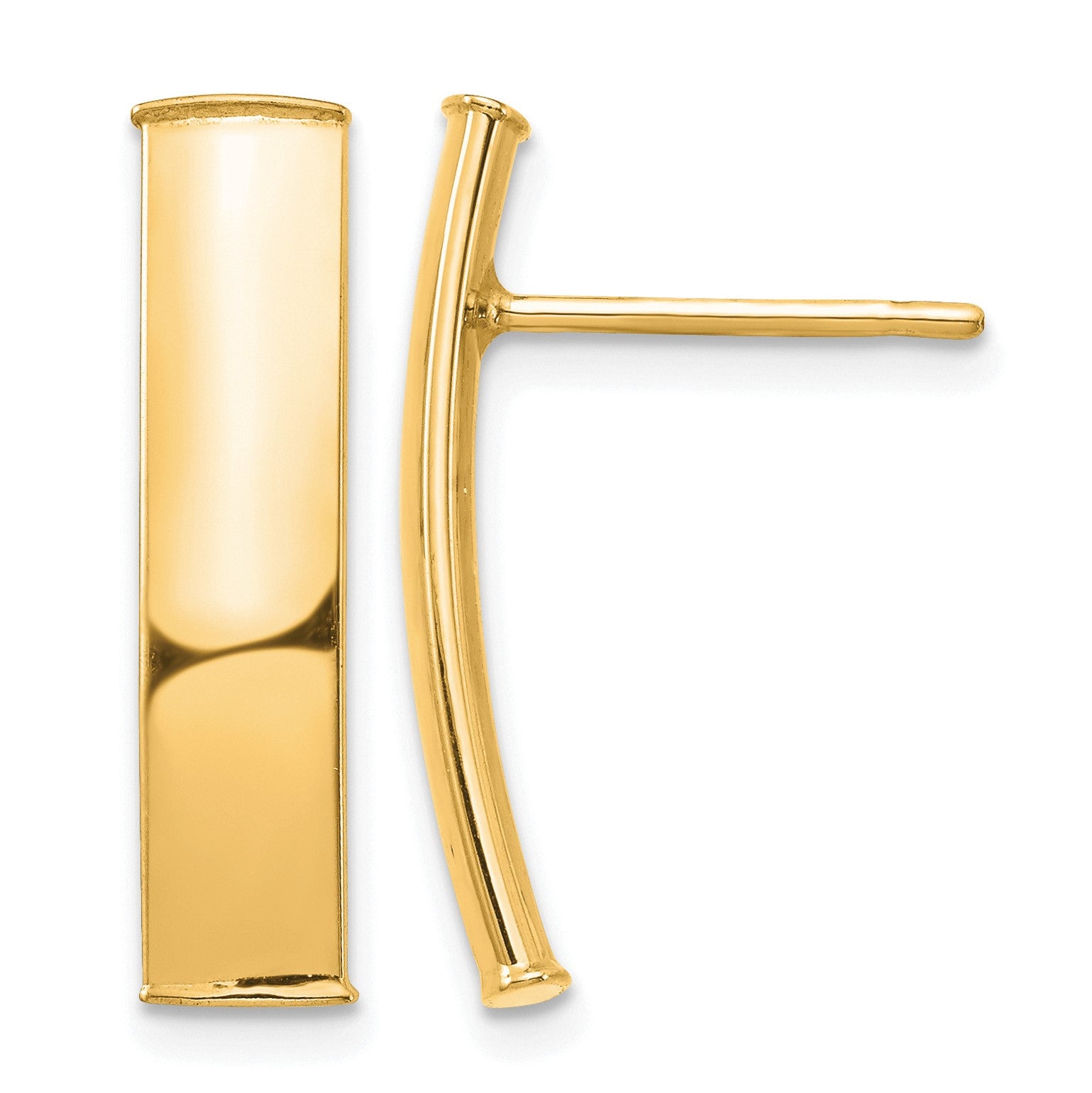 14k Polished 5x21mm Curved Bar Post Earrings
