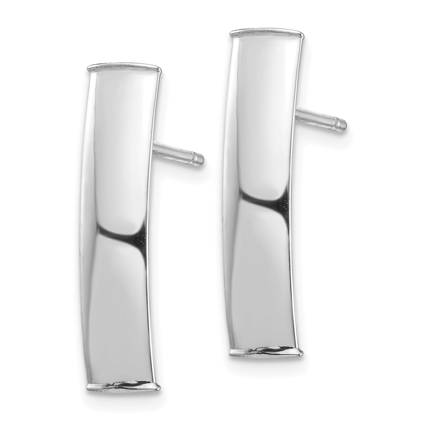 14k White Gold Polished 5x21mm Curved Bar Post Earrings