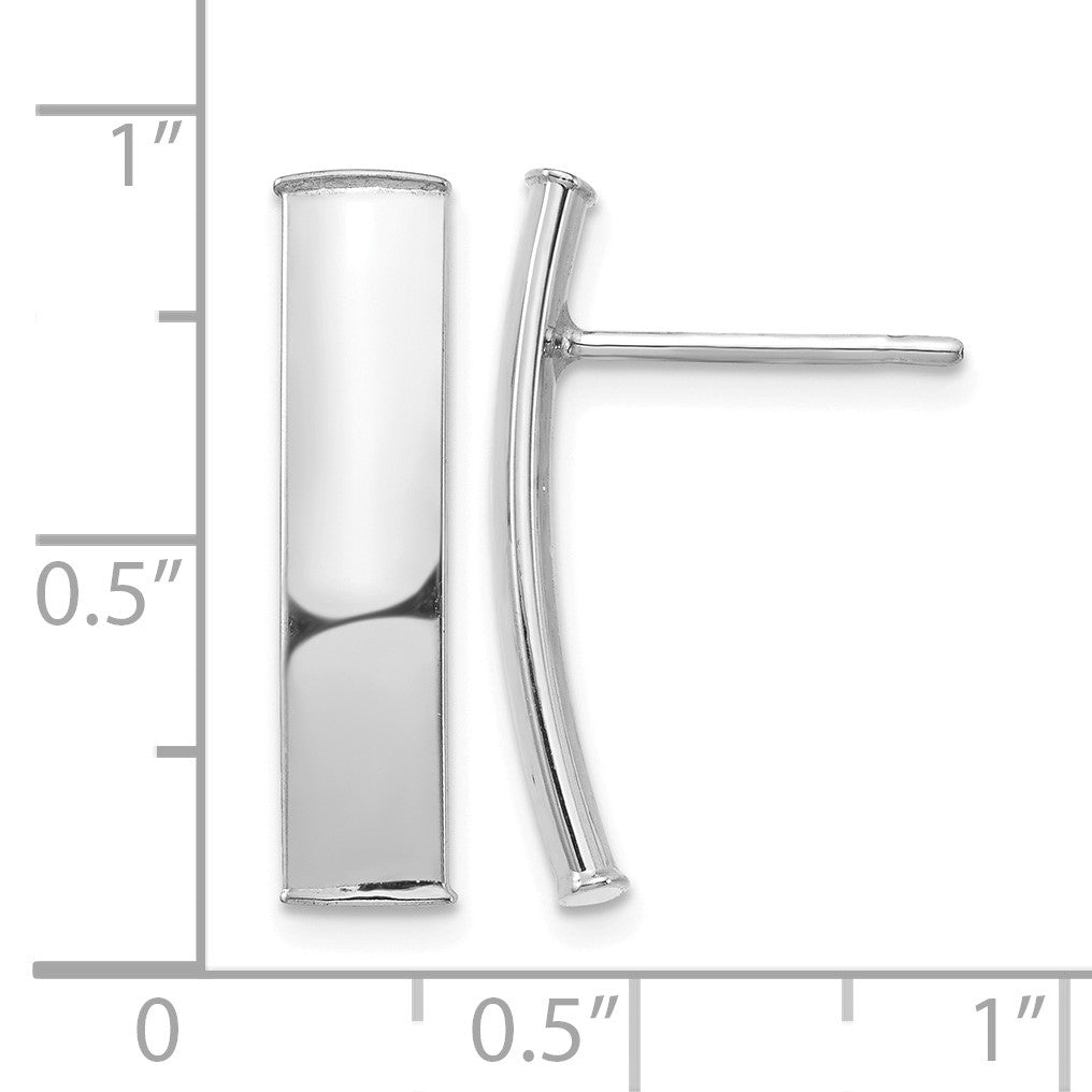 14k White Gold Polished 5x21mm Curved Bar Post Earrings