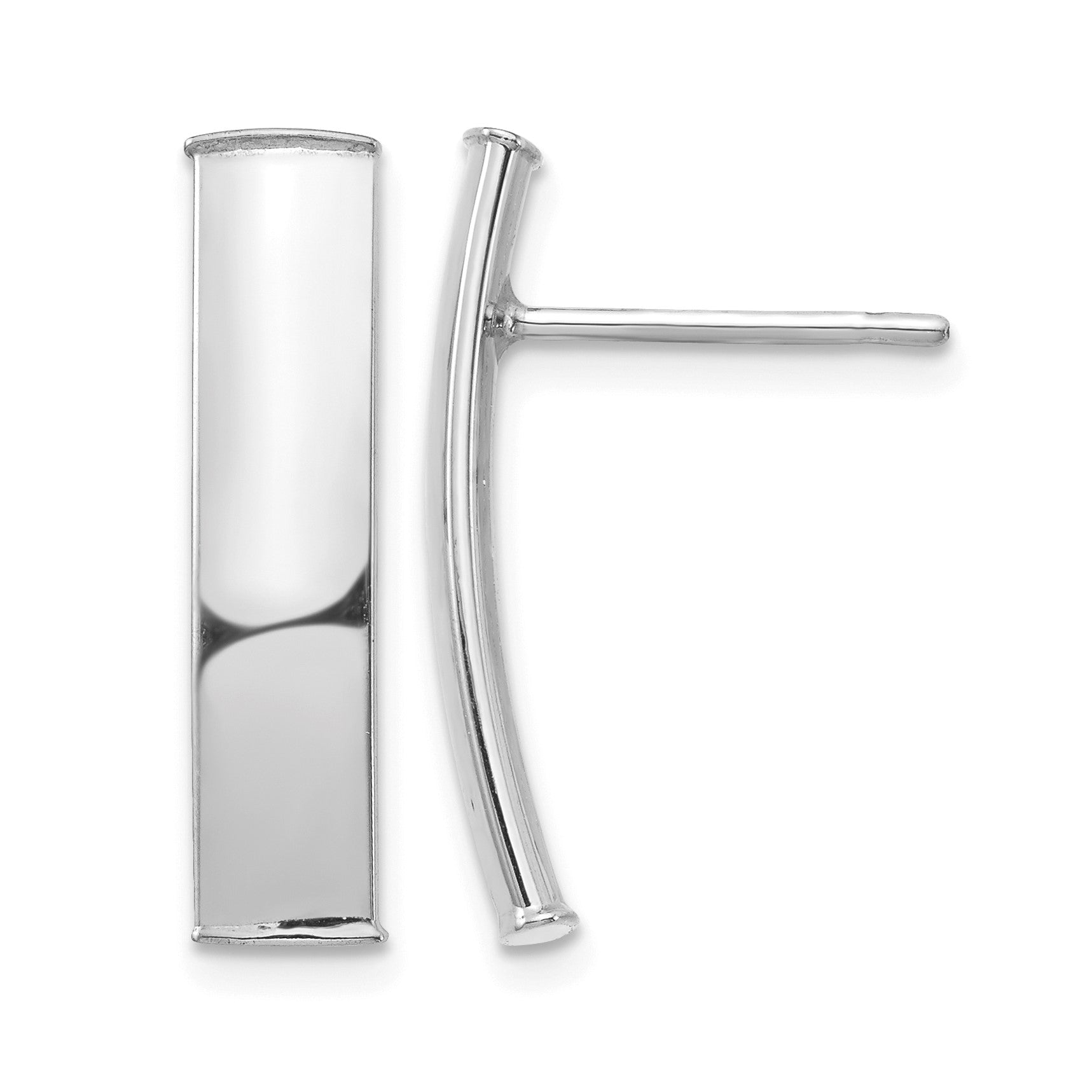 14k White Gold Polished 5x21mm Curved Bar Post Earrings