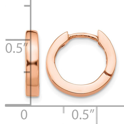 14k Rose Gold Round Hinged Hoop Earrings