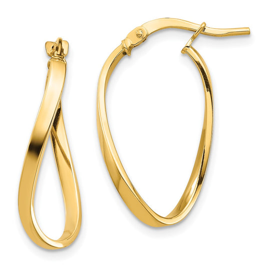 14k Polished 2mm Wavy Hoop Earrings