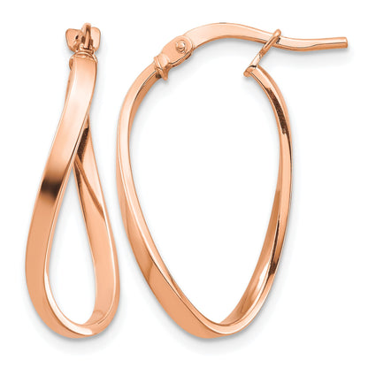 14k Rose Gold Polished 2mm Wavy Hoop Earrings