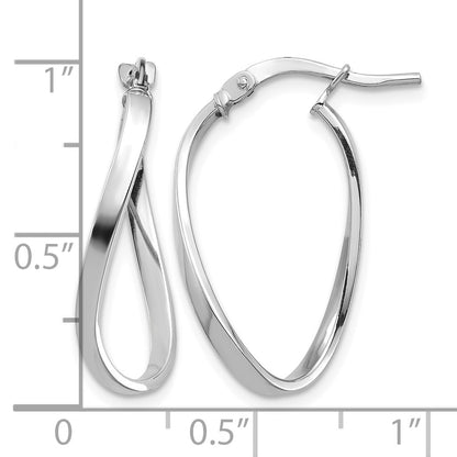 14k White Gold Polished 2mm Wavy Hoop Earrings