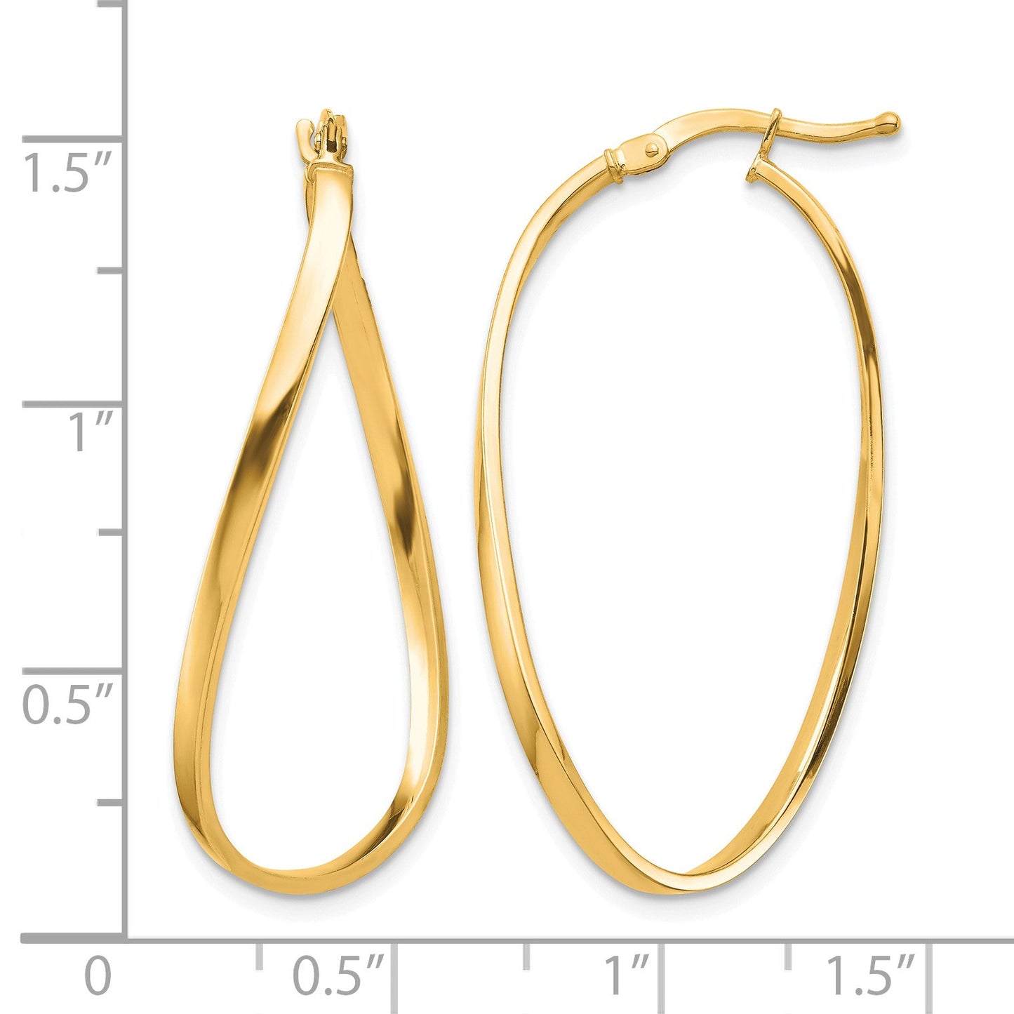 14k Polished 2mm Wavy Hoop Earrings