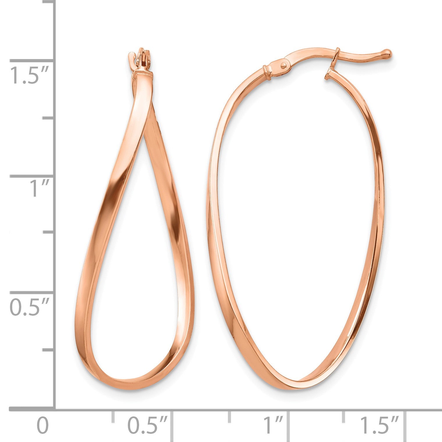 14k Rose Gold 2mm Wavy Hoop Earrings