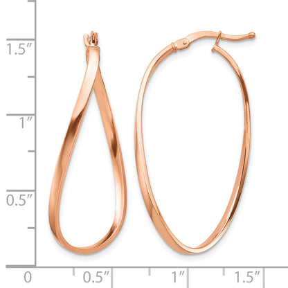 14k Rose Gold 2mm Wavy Hoop Earrings