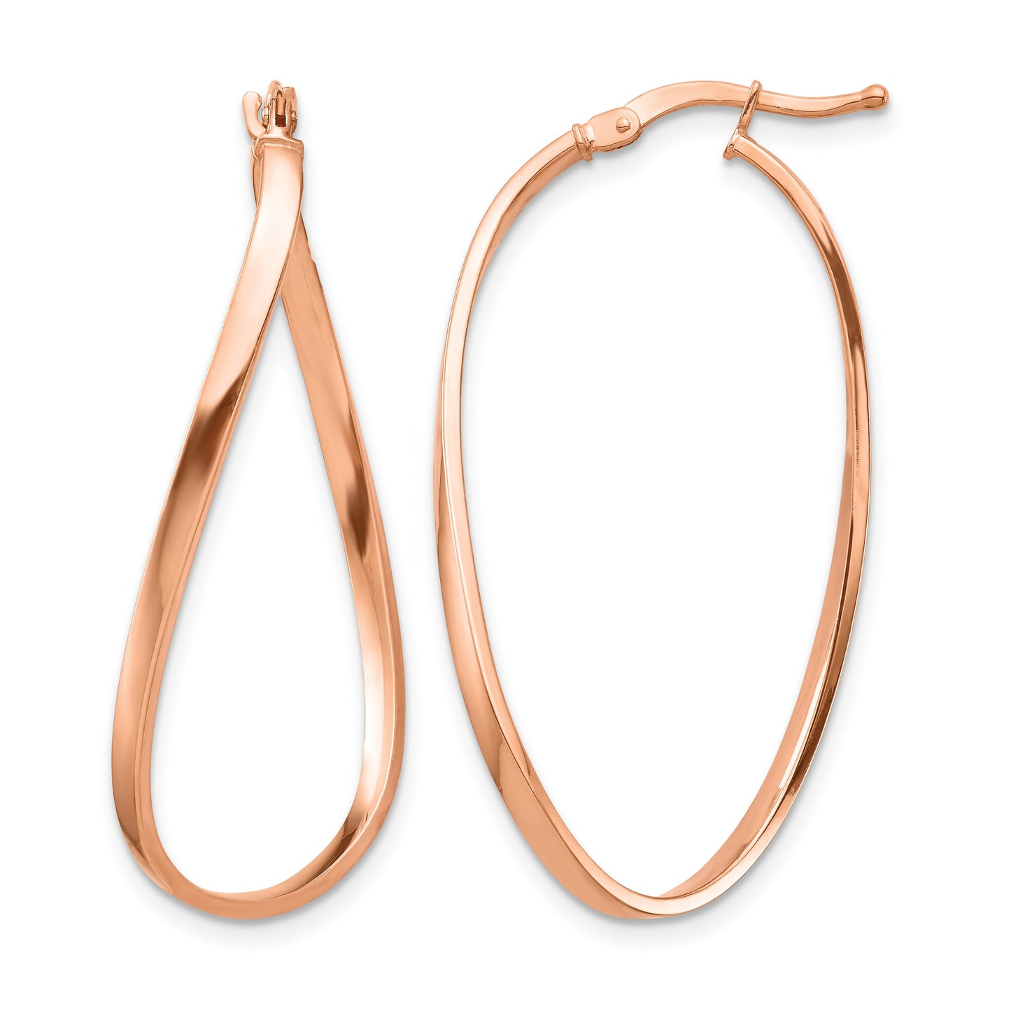 14k Rose Gold 2mm Wavy Hoop Earrings