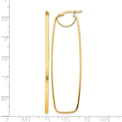 14k Polished 2mm Rectangle Hoop Earrings