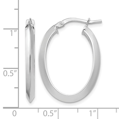 14k White Gold 3.5x27mm Polished Knife-Edge Oval Tube Hoop Earrings