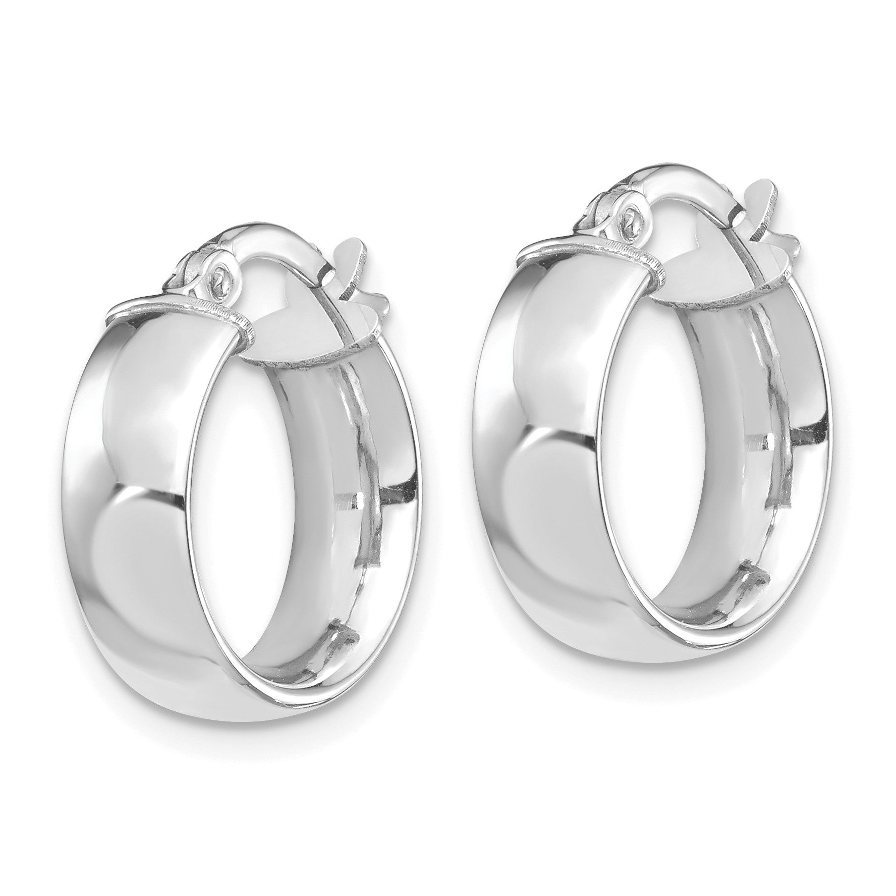 14k White Gold 5x16mm High Polished Tube Hoop Earrings