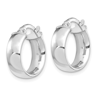 14k White Gold 5x16mm High Polished Tube Hoop Earrings