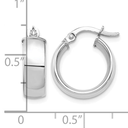 14k White Gold 5x16mm High Polished Tube Hoop Earrings