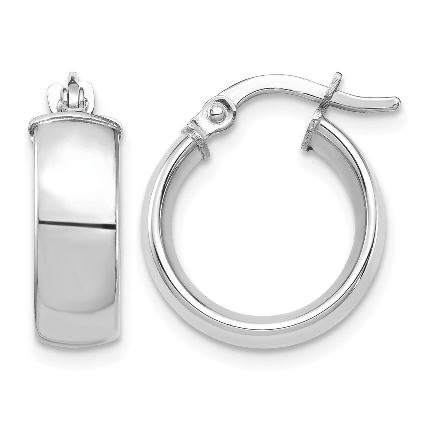14k White Gold 5x16mm High Polished Tube Hoop Earrings