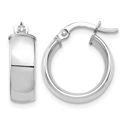 14k White Gold 5x16mm High Polished Tube Hoop Earrings