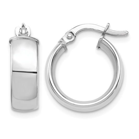 14k White Gold 5x16mm High Polished Tube Hoop Earrings