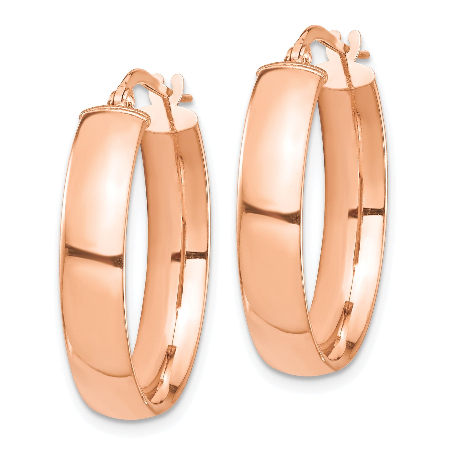 14k Rose Gold 5x26mm High Polished Tube Hoop Earrings